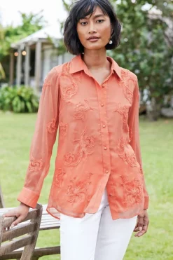 Clearance Soft Surroundings Savannah Embellished Tunic BurntCoral