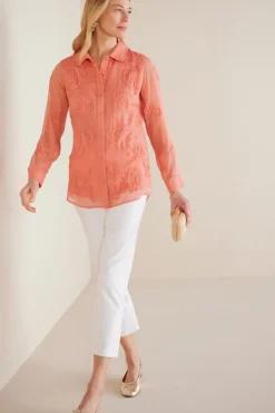 Clearance Soft Surroundings Savannah Embellished Tunic BurntCoral