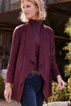 New Soft Surroundings Shape Drape Faux Suede Jacket