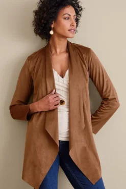 New Soft Surroundings Shape Drape Faux Suede Jacket