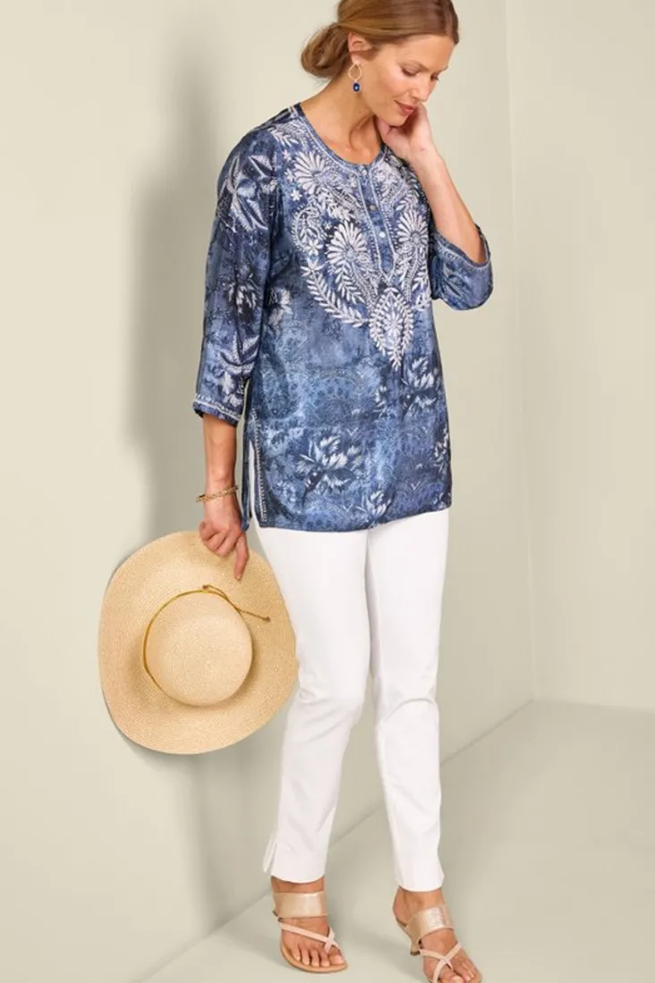 Online Soft Surroundings Silvia Embroidered Tunic BlueMulti