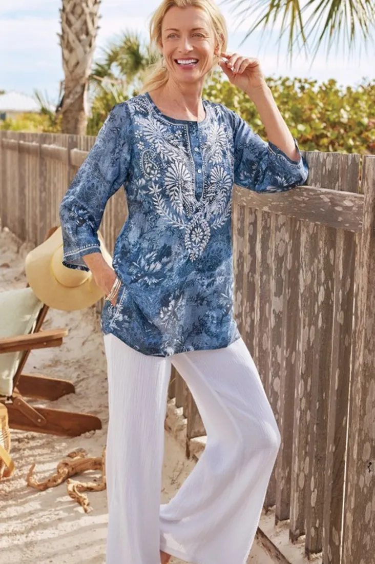 Online Soft Surroundings Silvia Embroidered Tunic BlueMulti