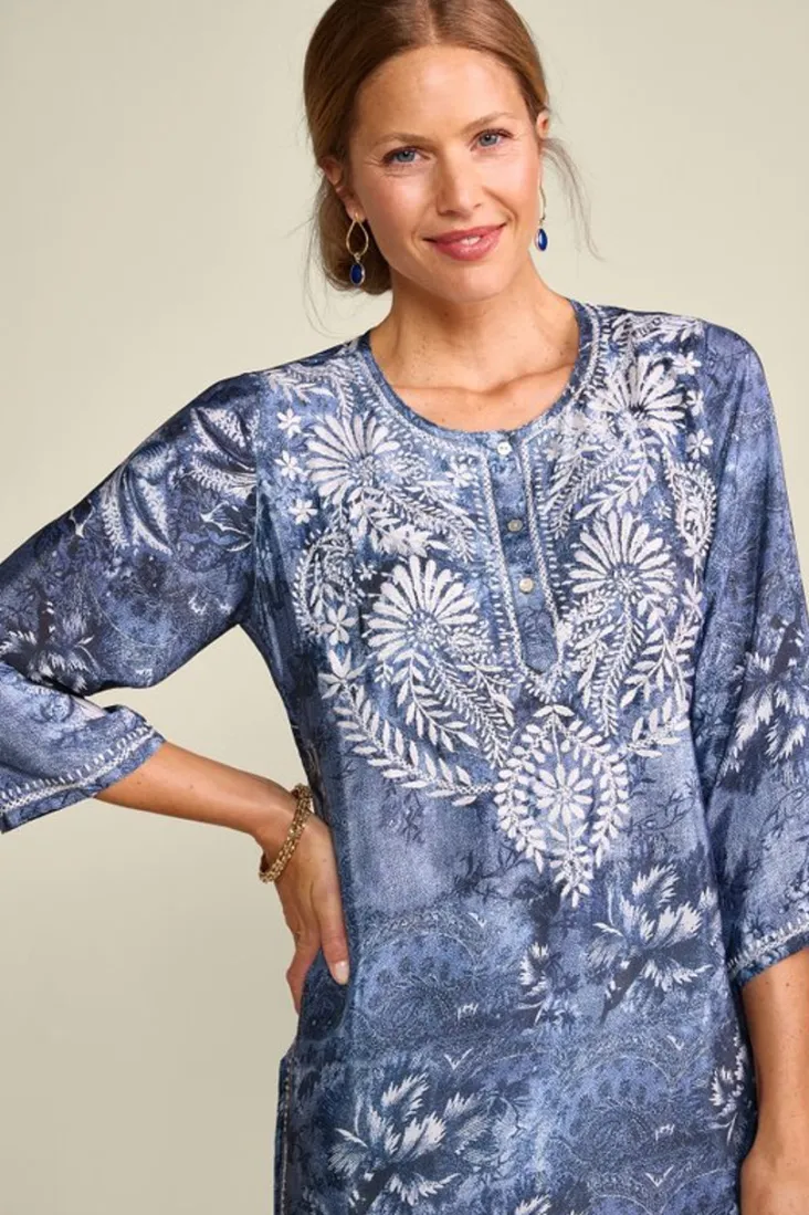 Online Soft Surroundings Silvia Embroidered Tunic BlueMulti
