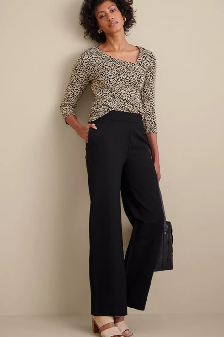 Discount Soft Surroundings Soft Essential Ponte Wide Leg Pants Black