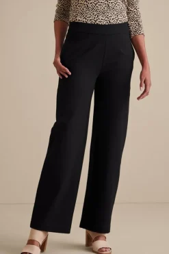 Discount Soft Surroundings Soft Essential Ponte Wide Leg Pants Black