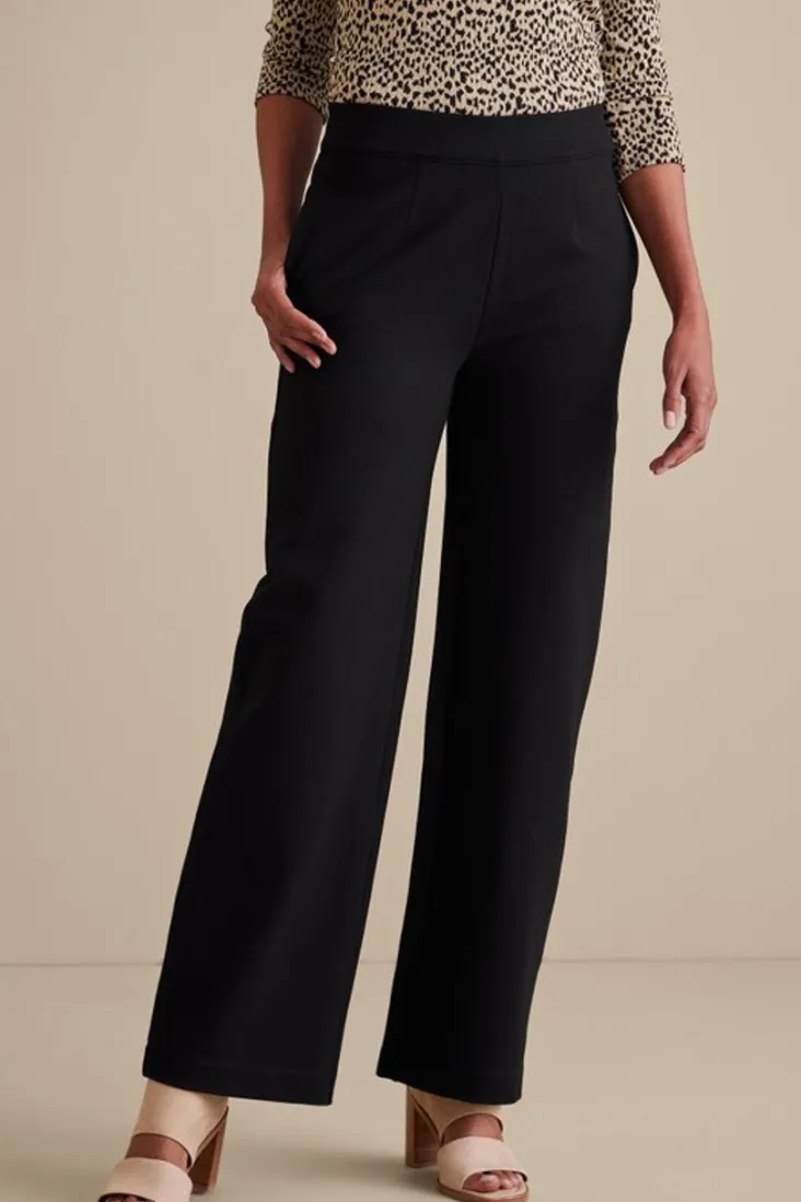 Discount Soft Surroundings Soft Essential Ponte Wide Leg Pants Black