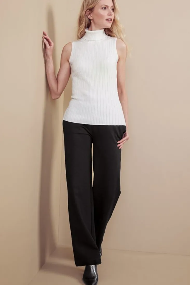 Discount Soft Surroundings Soft Essential Ponte Wide Leg Pants Black