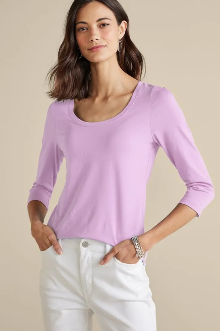Soft Surroundings Soft Essential Supima 3/4 Sleeve Tee