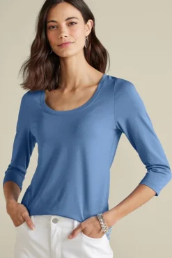 New Soft Surroundings Soft Essential Supima 3/4 Sleeve Tee I