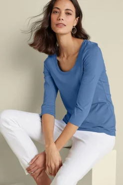 New Soft Surroundings Soft Essential Supima 3/4 Sleeve Tee I