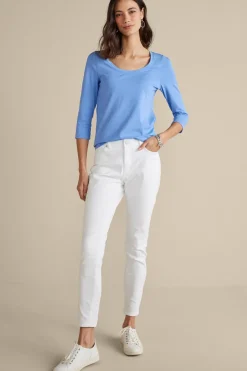 New Soft Surroundings Soft Essential Supima 3/4 Sleeve Tee I