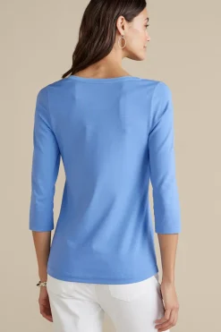 New Soft Surroundings Soft Essential Supima 3/4 Sleeve Tee I