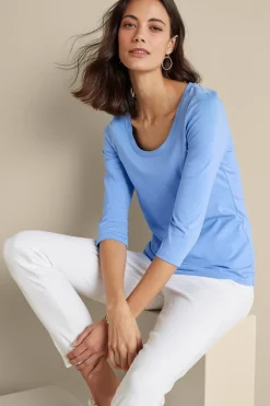New Soft Surroundings Soft Essential Supima 3/4 Sleeve Tee I