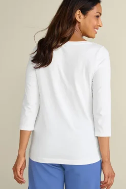 New Soft Surroundings Soft Essential Supima 3/4 Sleeve Tee I