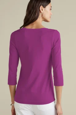 New Soft Surroundings Soft Essential Supima 3/4 Sleeve Tee I