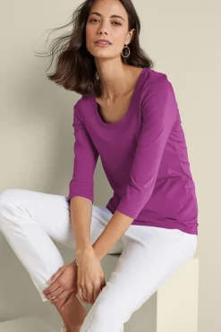 New Soft Surroundings Soft Essential Supima 3/4 Sleeve Tee I