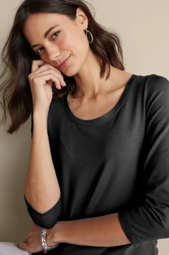 New Soft Surroundings Soft Essential Supima 3/4 Sleeve Tee I