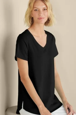Discount Soft Surroundings Soft Essential Supima Isabel Short Sleeve Tunic