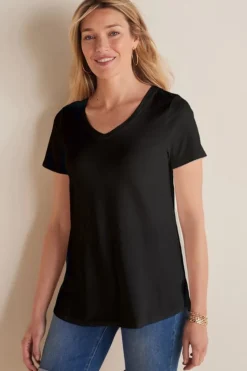 Discount Soft Surroundings Soft Essential Supima Isabel Short Sleeve Tunic