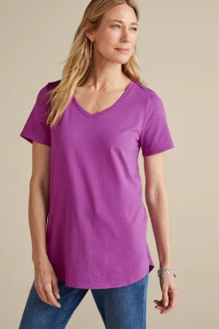 Discount Soft Surroundings Soft Essential Supima Isabel Short Sleeve Tunic