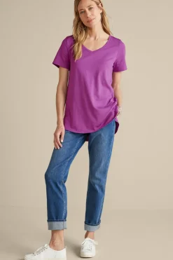 Discount Soft Surroundings Soft Essential Supima Isabel Short Sleeve Tunic