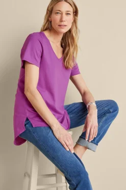 Discount Soft Surroundings Soft Essential Supima Isabel Short Sleeve Tunic