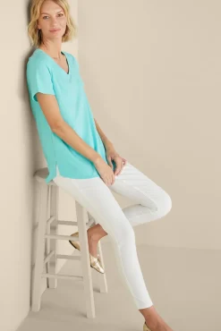 Discount Soft Surroundings Soft Essential Supima Isabel Short Sleeve Tunic