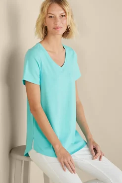 Discount Soft Surroundings Soft Essential Supima Isabel Short Sleeve Tunic