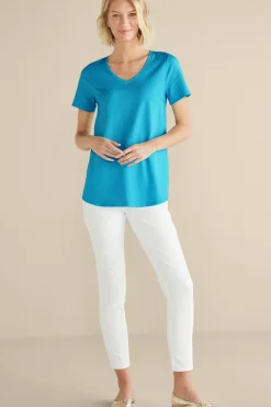 Discount Soft Surroundings Soft Essential Supima Isabel Short Sleeve Tunic