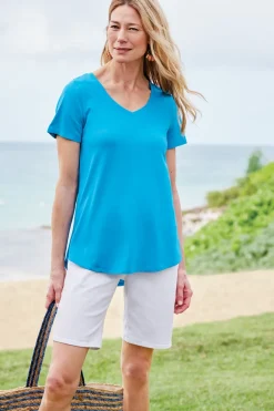Discount Soft Surroundings Soft Essential Supima Isabel Short Sleeve Tunic