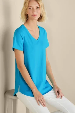 Discount Soft Surroundings Soft Essential Supima Isabel Short Sleeve Tunic