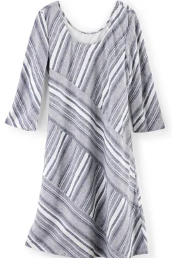 Best Soft Surroundings Sonya Linen Dress White/Blue