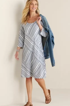 Best Soft Surroundings Sonya Linen Dress White/Blue