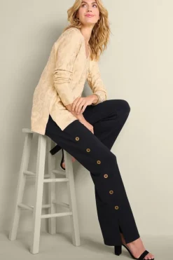 Sale Soft Surroundings Sorrento French Terry Wide Leg Pants Black