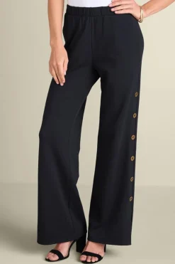 Sale Soft Surroundings Sorrento French Terry Wide Leg Pants Black