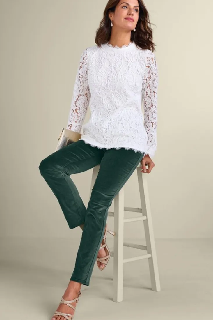New Soft Surroundings Sutton Velveteen Pull-On Slim Leg Pants