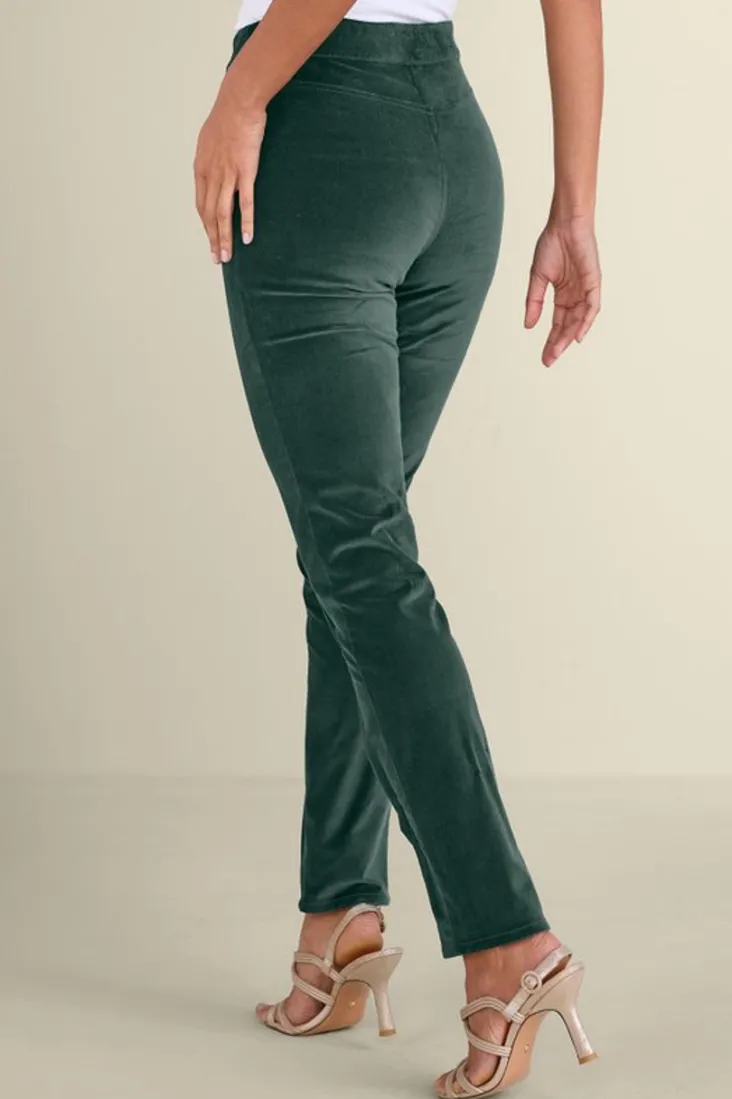 New Soft Surroundings Sutton Velveteen Pull-On Slim Leg Pants