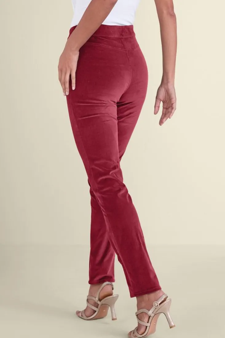 New Soft Surroundings Sutton Velveteen Pull-On Slim Leg Pants