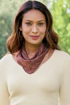 New Soft Surroundings Sylvia Silk Square Scarf RustMulti