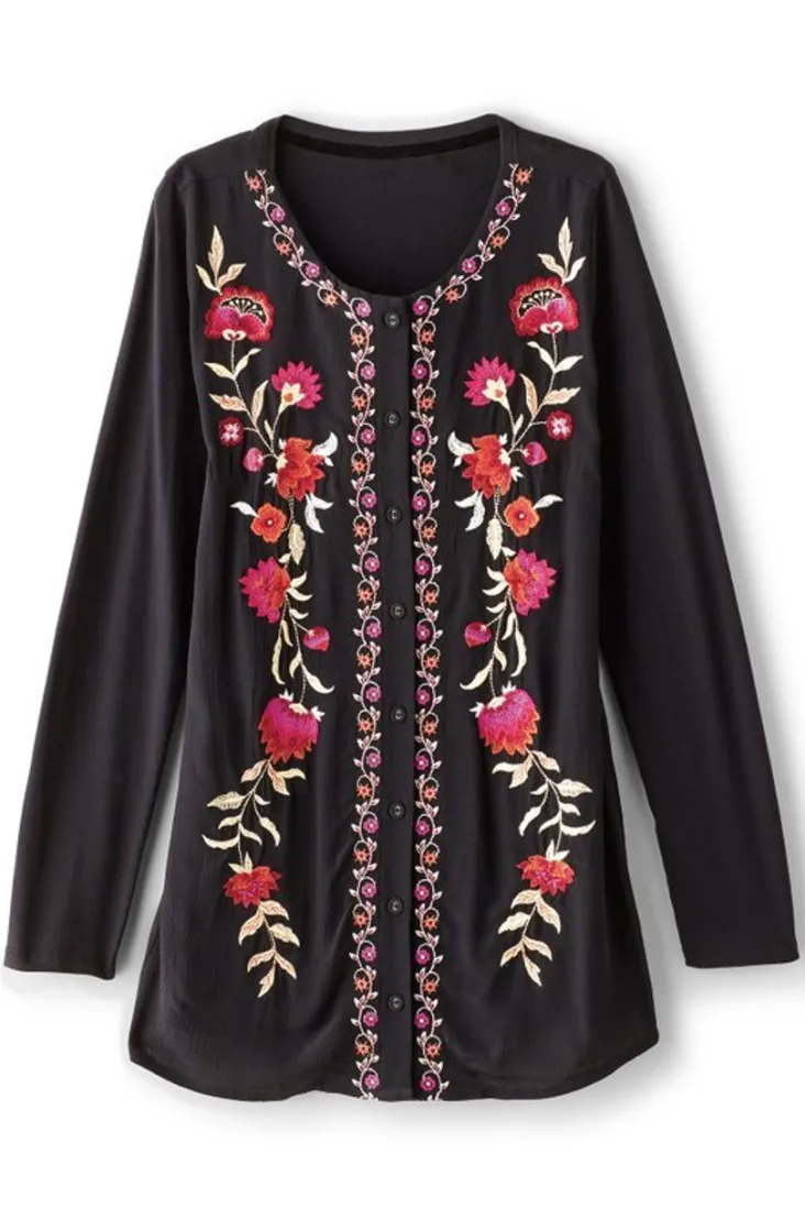 Online Soft Surroundings Talulla Embroidered Tunic BlackBeauty