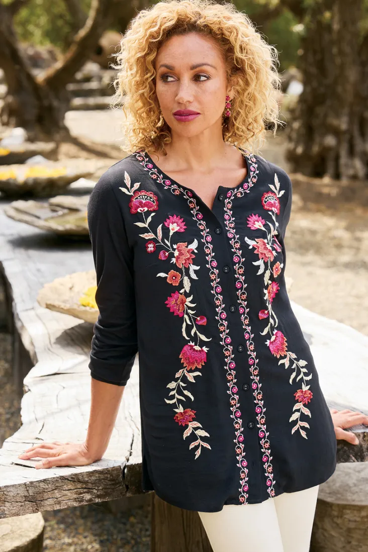 Online Soft Surroundings Talulla Embroidered Tunic BlackBeauty