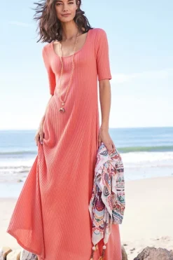 Discount Soft Surroundings Textured Short Sleeve Santiago Dress