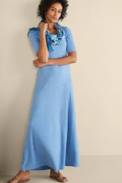Discount Soft Surroundings Textured Short Sleeve Santiago Dress