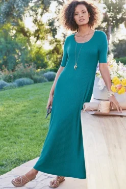 Discount Soft Surroundings Textured Short Sleeve Santiago Dress