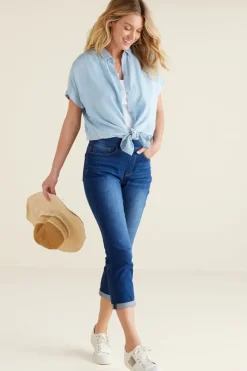 Sale Soft Surroundings The Ultimate Denim Pull-On Crop White