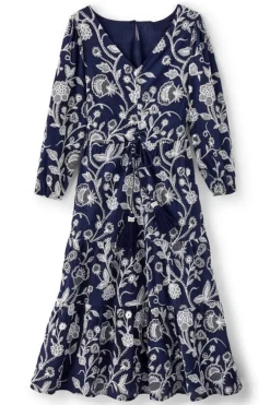 Online Soft Surroundings Tilda Embroidered Midi Dress Navy