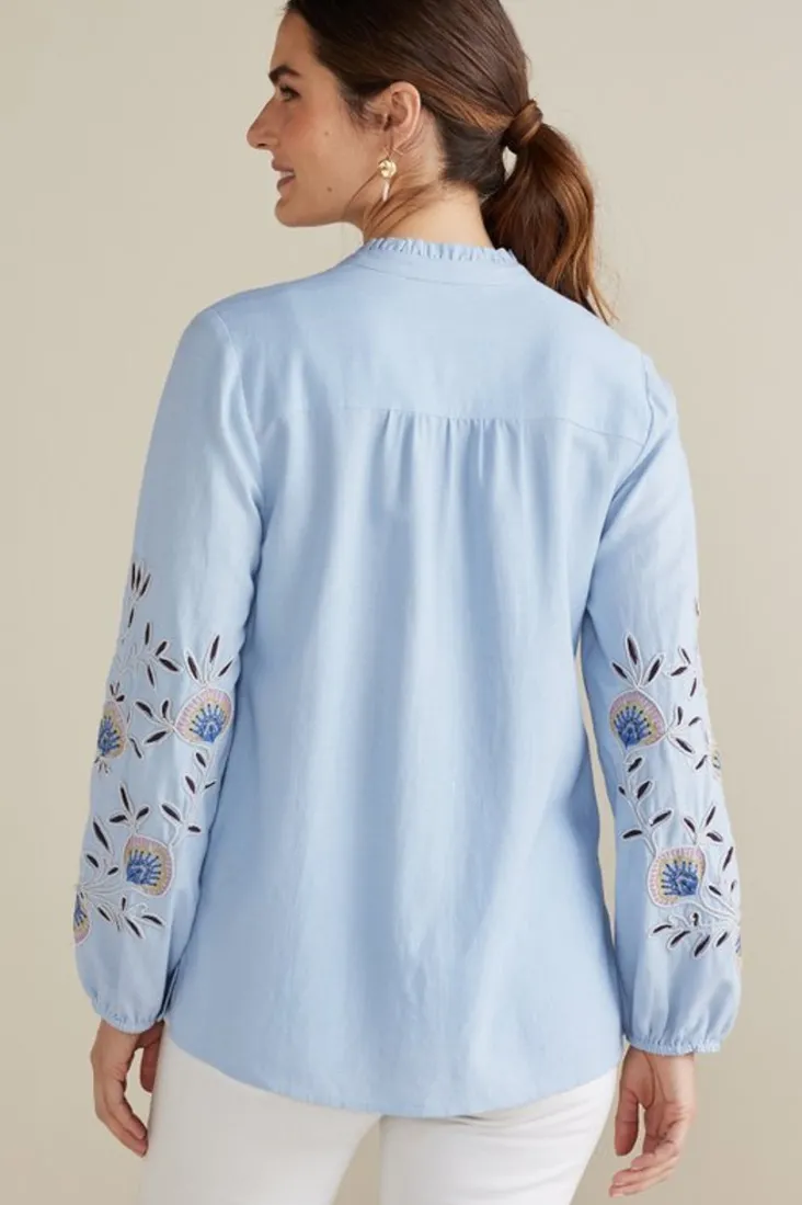 Online Soft Surroundings Titania Embroidered Top ChambrayBlue