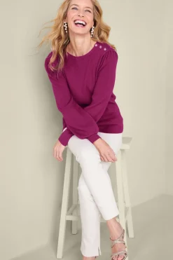 Clearance Soft Surroundings Tyla Button Shoulder Sweater