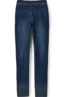 Soft Surroundings Ultimate Denim Crystal Pull-On Slim Leg Jeans RiverWash