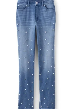 Discount Soft Surroundings Ultimate Denim Pearl Straight Leg Jeans IcyBlueWash